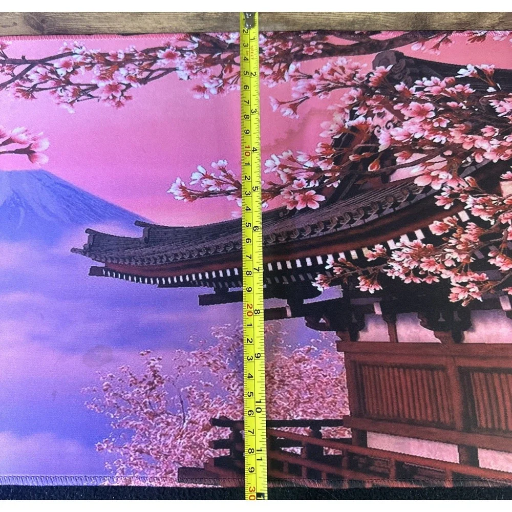 Beautiful Oversized Japanese Large Gaming Mouse Pad with Stitched Edges Pink Mtn